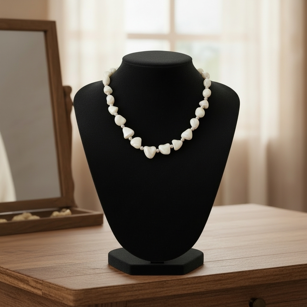 Vintage Mother Of Pearl Nacre Nuggets Choker Necklace